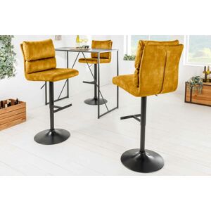 LuxD Dizajnová barová otočná stolička Frank horčicový zamat