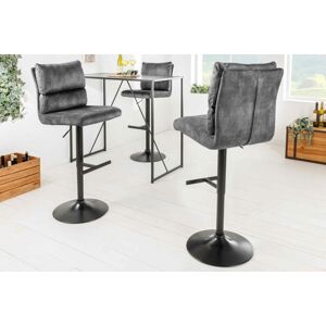 LuxD Dizajnová barová otočná stolička Frank tmavosivý zamat