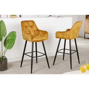 LuxD Dizajnová barová stolička Garold horčicový zamat