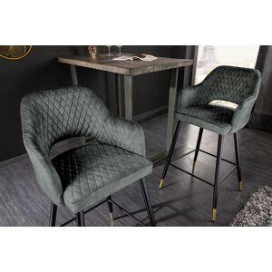 LuxD Dizajnová barová stolička Laney sivo-zelený zamat