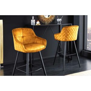 LuxD Dizajnová barová stolička Natasha horčicový zamat