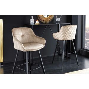 LuxD Dizajnová barová stolička Natasha šampanský zamat