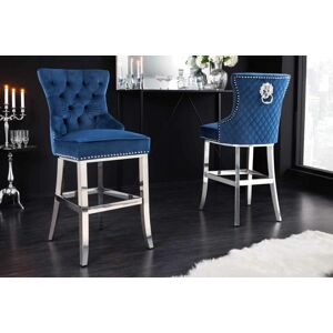 LuxD Dizajnová barová stolička Queen Levia hlava kráľovská modrá