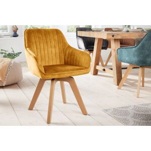 LuxD 25597 Dizajnová otočná stolička Gaura horčicovo-žltý zamat