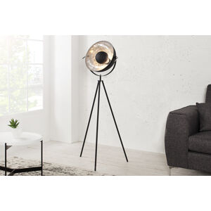 LuxD 25899 Dizajnová stojanová lampa Atelier 145 cm čierno-strieborná Stojanové svietidlo