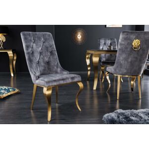 LuxD 26823 Dizajnová stolička Rococo Levia hlava sivá / zlatá