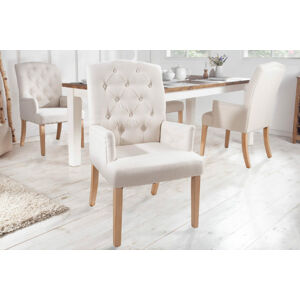 LuxD 23782 Dizajnová stolička s podrúčkami Queen béžová