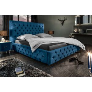 LuxD Dizajnová posteľ Laney 160x200 cm tmavomodrý zamat