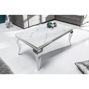 LuxD Dizajnový konferenčný stôl Rococo 100 cm strieborný - mramor
