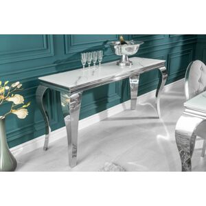 LuxD Dizajnový konzolový stôl Rococo 145 cm strieborný - mramor