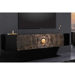 LuxD Dizajnový závesný TV stolík Venetia 160 cm čierno-zlatý