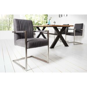 LuxD 28553 Konzolová stolička Boss s podrúčkami, sivá antik