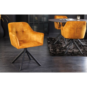 LuxD 28537 Dizajnová otočná stolička Galileo horčicovo-žltý zamat