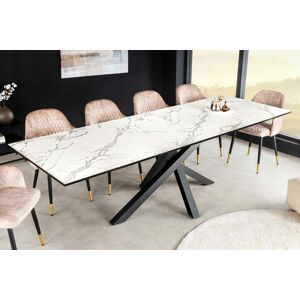 LuxD Rozťahovací keramický stôl Paquita 180-220-260 cm biely mramor
