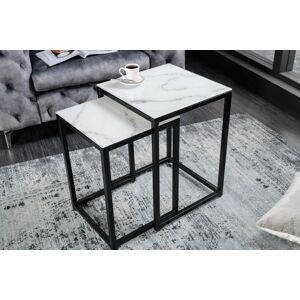 LuxD Odkladací stolík Latrisha 40 cm biela - vzor mramor - Otvorené balenie