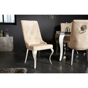 LuxD 29163 Dizajnová stolička Rococo Levia hlava krémová / chróm