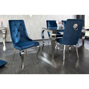 LuxD 29162 Dizajnová stolička Rococo Levia hlava modrá / chróm